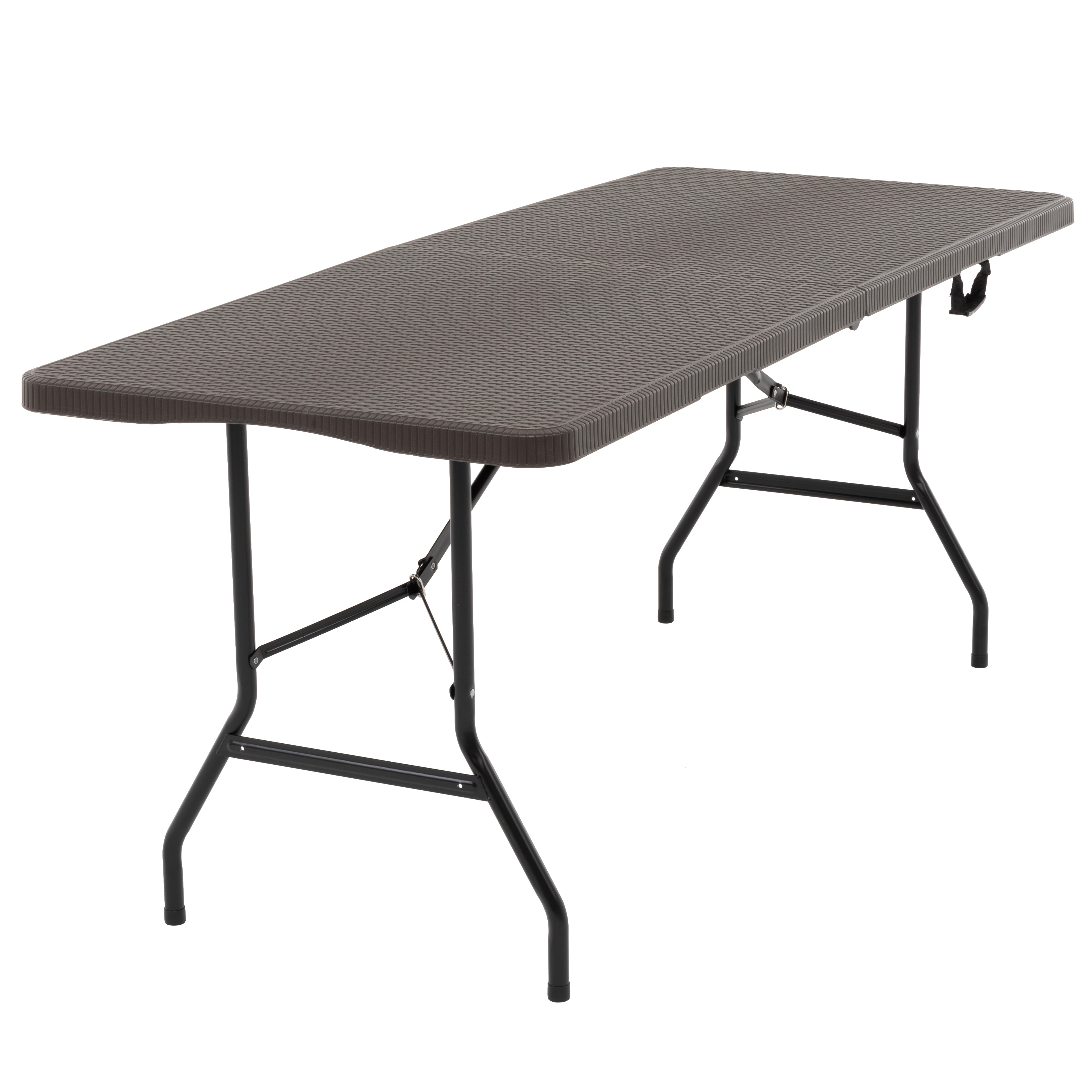 VESTIAMO CASA GIARDINO - Tavolo da giardino Richiudibile Marrone con finitura effetto Rattan - h74x180x74 cm